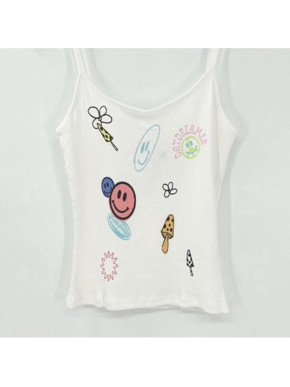 Daydreamer Dreamscape Ribbed Spaghetti Tank in Vintage White Large NEW - Picture 4 of 6